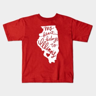 My Heart Belongs To Illinois State Pride Calligraphy Kids T-Shirt